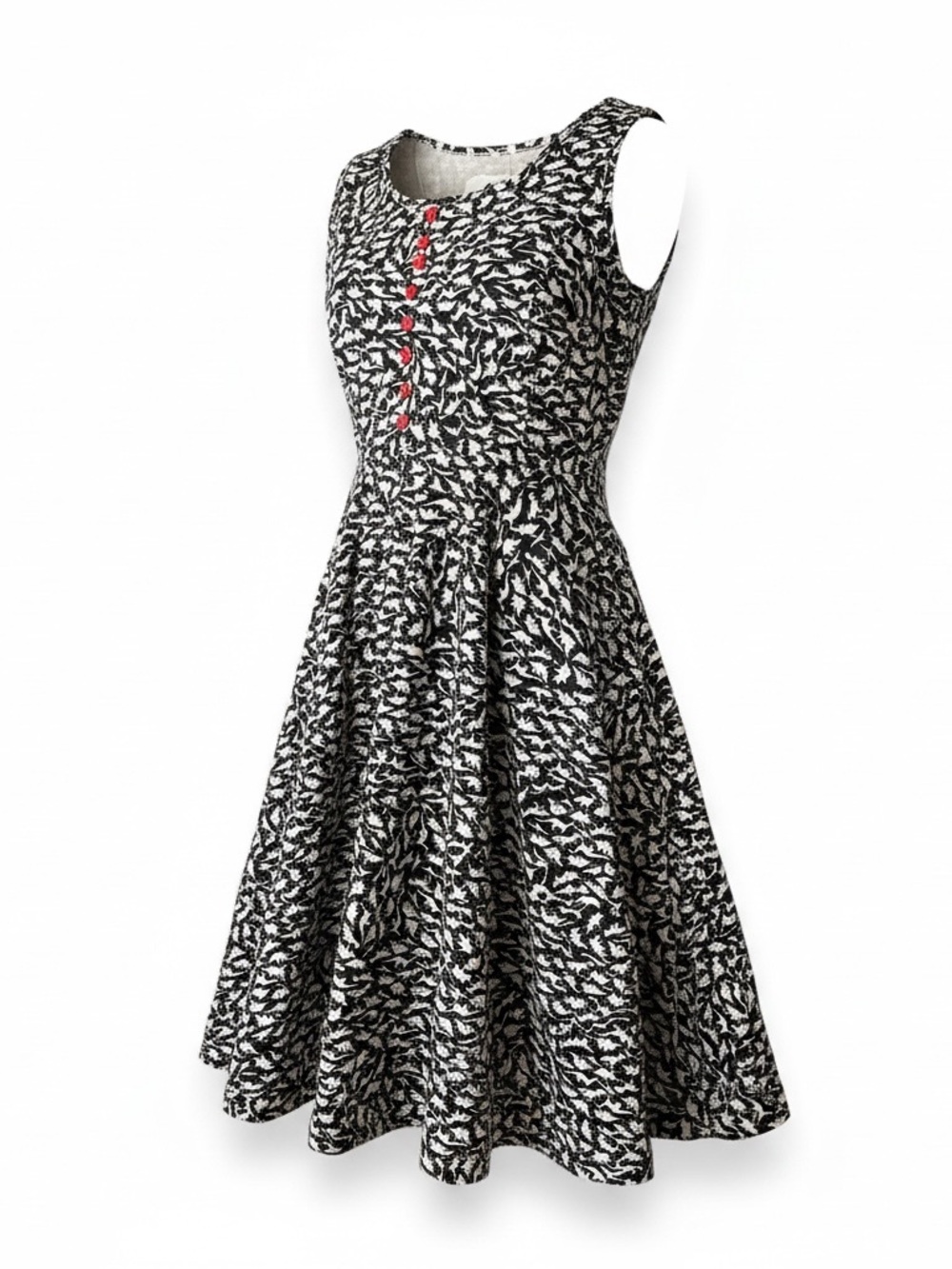 Effies Heart Sleeveless Black & Beige  Printed Fit-and-Flare Dress New
